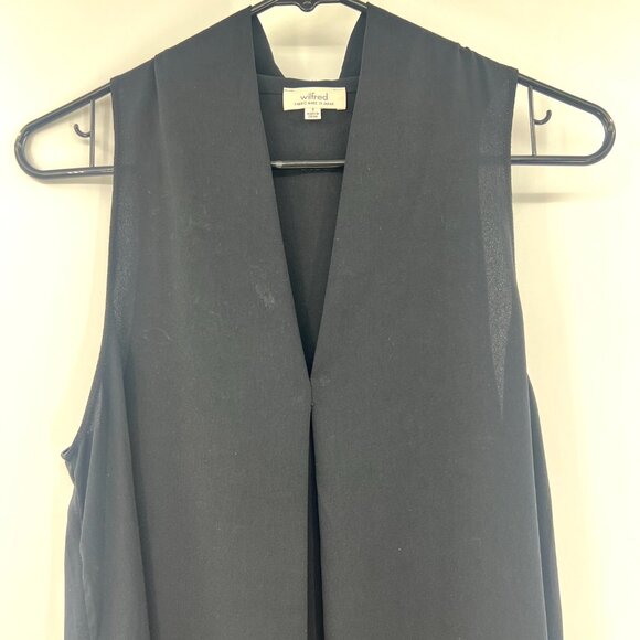 Aritzia Wilfred Black Sleeveless Split Neck Blouse Women's Small - Picture 2 of 6